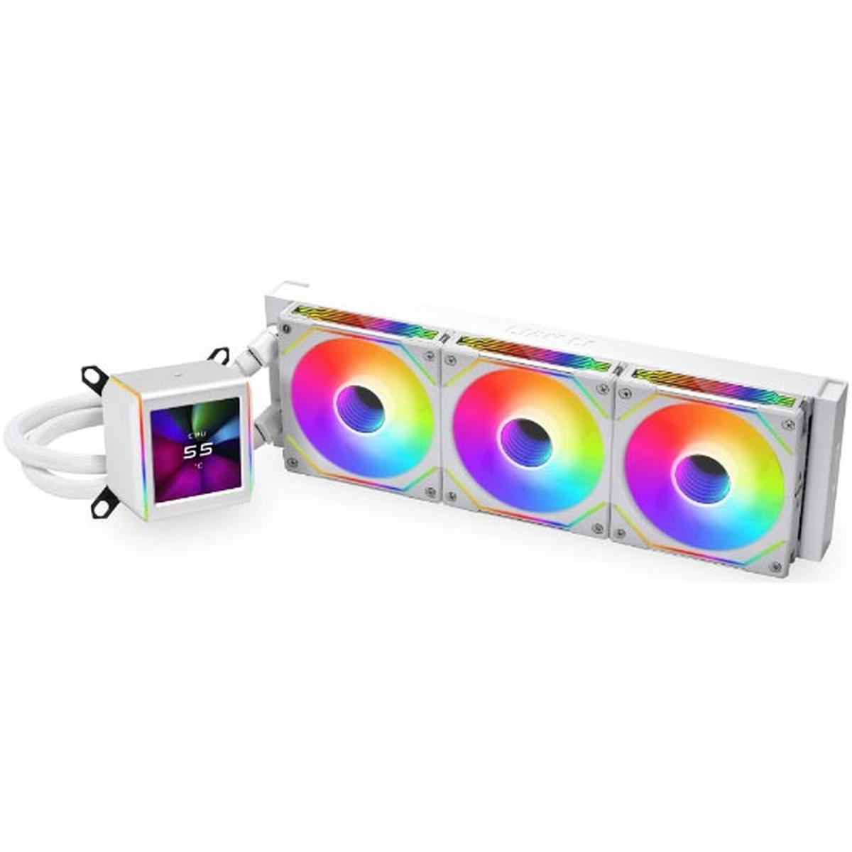 Lian Li Galahad II LCD 360 (White) ARGB AIO Extreme CPU Liquid Cooler, 2.88” IPS LCD Screen For Displaying, Recording Or Capturing Contents, UNI FAN SL-INF Edition Daisy-Chainable Pre-installed Design Fans, New Asetek 8th Gen Pump,