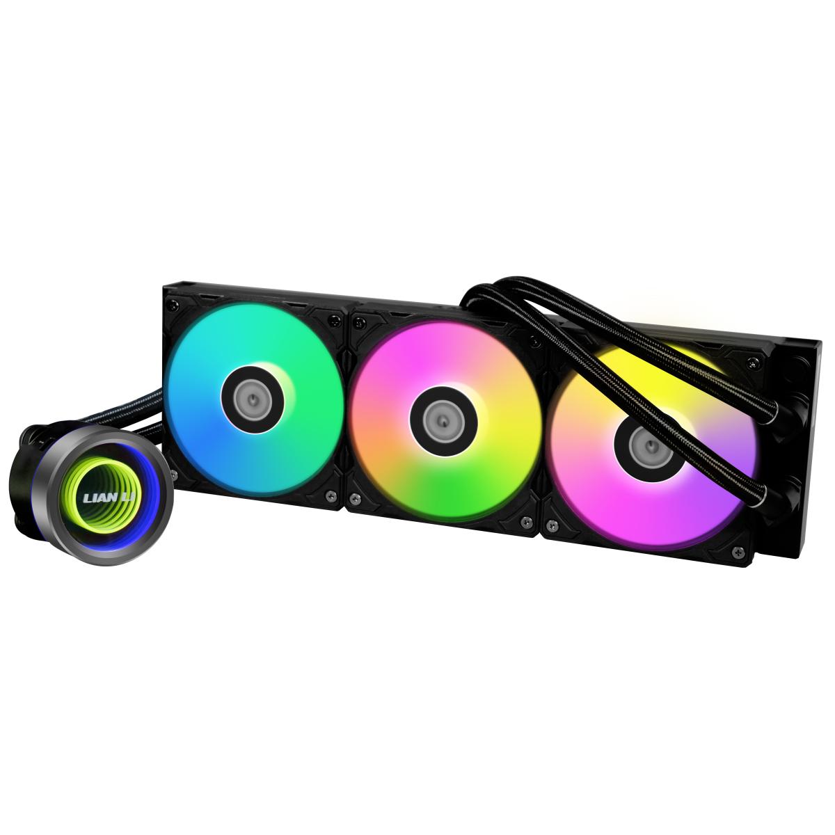 Lian Li TRINITY II 360 (Black) ARGB AIO Ultra-Performance CPU Liquid Cooler, UNI FAN SL-INF Edition Daisy-Chainable Pre-installed Design Fans, 3 Types Of Pump Cover, Improved Pump Tube & Plate Design & Performance