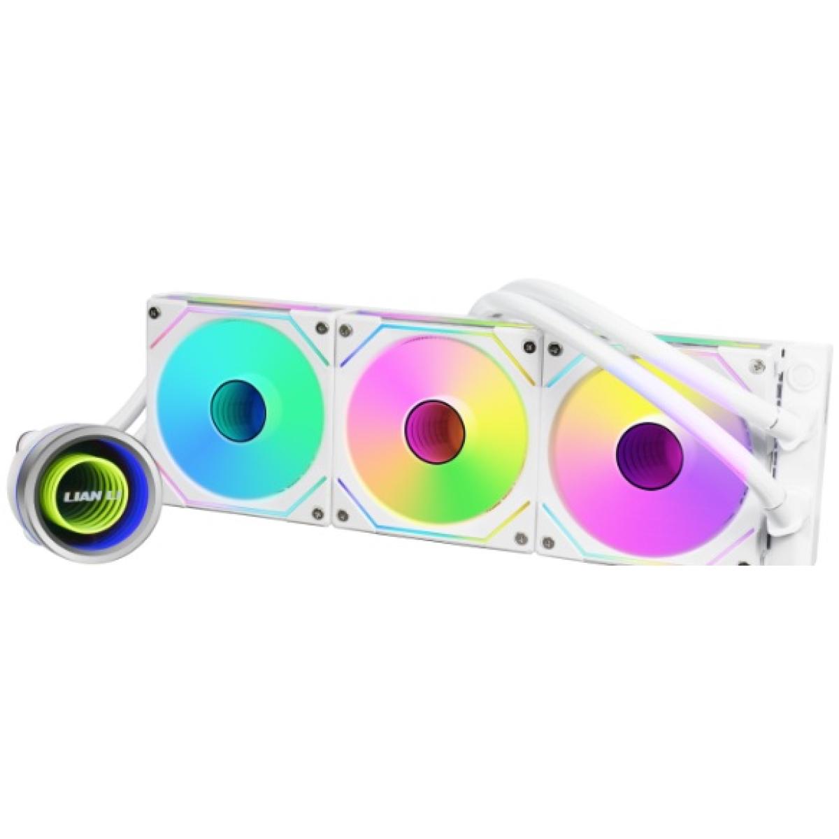 Lian Li TRINITY II 360 (White) ARGB AIO Ultra-Performance CPU Liquid Cooler, UNI FAN SL-INF Edition Daisy-Chainable Pre-installed Design Fans, 3 Types Of Pump Cover, Improved Pump Tube & Plate Design & Performance