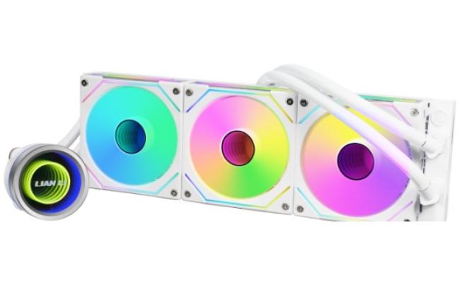 Lian Li Galahad II TRINITY 360 (White) ARGB AIO Ultra-Performance CPU Liquid Cooler, UNI FAN SL-INF Edition Daisy-Chainable Pre-installed Design Fans, 3 Types Of Pump Cover, Improved Pump Tube & Plate Design & Performance Lian Li Galahad II TRINITY 360 (White) ARGB AIO Ultra-Performance CPU Liquid Cooler, UNI FAN SL-INF Edition Daisy-Chainable Pre-installed Design Fans, 3 Types Of Pump Cover, Improved Pump Tube & Plate Design & Performance