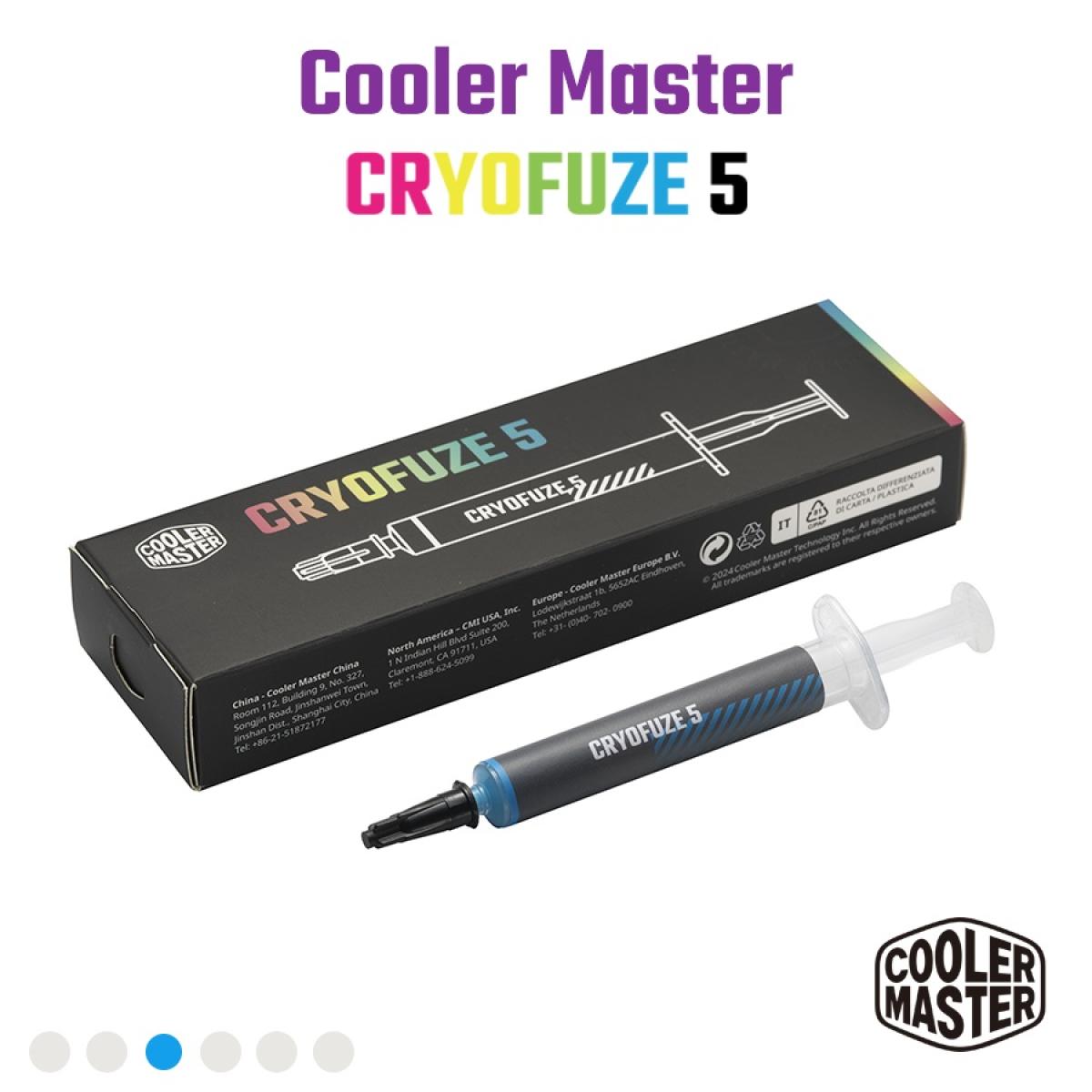 Cooler Master CRYOFUZE 5 (Blue) High performance Thermal Paste, 12.6 W/mK High Thermal Conductivity w/ Low Thermal Impedance - 3g Weight