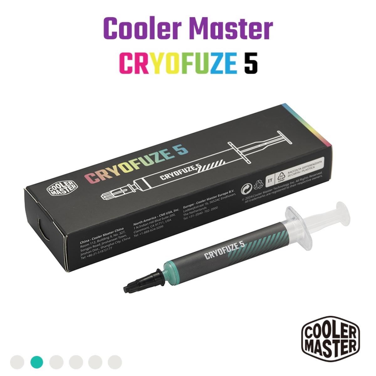 Cooler Master CRYOFUZE 5 (Green) High performance Thermal Paste, 12.6 W/mK High Thermal Conductivity w/ Low Thermal Impedance - 3g Weight