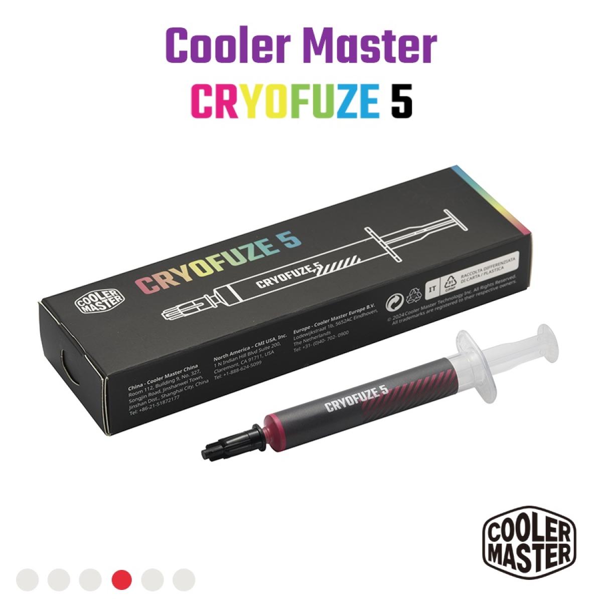 Cooler Master CRYOFUZE 5 (Red) High performance Thermal Paste, 12.6 W/mK High Thermal Conductivity w/ Low Thermal Impedance - 3g Weight
