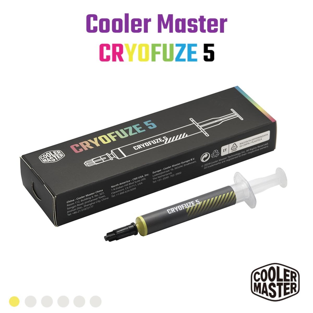 Cooler Master CRYOFUZE 5 (Yellow) High performance Thermal Paste, 12.6 W/mK High Thermal Conductivity w/ Low Thermal Impedance - 3g Weight