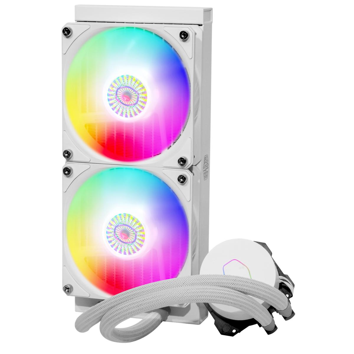 Cooler Master MASTERLIQUID ML240L V2 ARGB White Edition CPU Liquid Cooler,Dual Chamber Pump,Dual SickleFlow 120 ARGB Fans,LGA1700 Support
