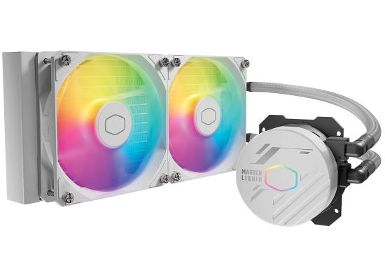 Cooler Master MasterLiquid 240L Core ARGB (White) CPU Liquid Cooler, New Gen S Dual Chamber Pump, 120mm ARGB Fans w/ CryoFuze Performance Thermal Paste