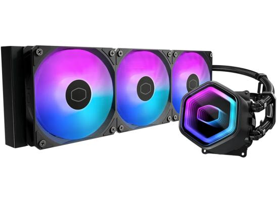 Cooler Master MasterLiquid Core II (Black) ARGB High- Preformance AIO CPU Liquid Cooler, Dual Chamber Pump Design, Infinity Mirror Pump Cover Design, Pre-installed 3x 120mm Argb Fan
