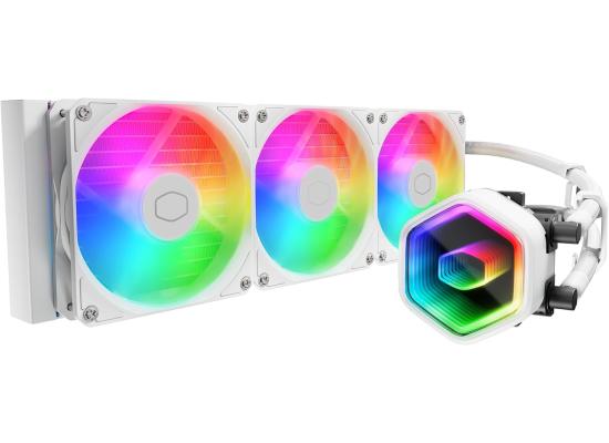 Cooler Master MasterLiquid Core II (White) ARGB High- Preformance AIO CPU Liquid Cooler, Dual Chamber Pump Design, Infinity Mirror Pump Cover Design, Pre-installed 3x 120mm Argb Fan