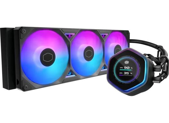 Cooler Master MasterLiquid ATMOS II LCD (Black) ARGB High- Preformance AIO CPU Liquid Cooler, 2.1 LCD 60Hz, Ultra-low Profile Dual Chamber Pump Design, Pre-installed 3x Sickleflow Edge Argb Fan