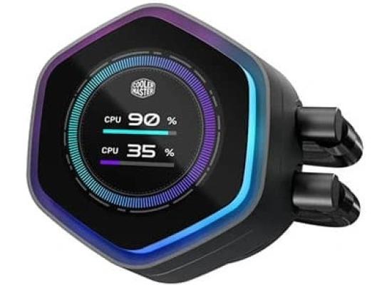 Cooler Master MasterLiquid ATMOS II LCD (Black) ARGB High- Preformance AIO CPU Liquid Cooler, 2.1 LCD 60Hz, Ultra-low Profile Dual Chamber Pump Design, Pre-installed 3x Sickleflow Edge Argb Fan