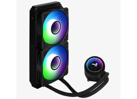AeroCool Mirage L240 ARGB High-performance CPU Liquid Cooler w/ Infinity Mirror, Dual Silent 120mm ARGB Fans, LGA1700