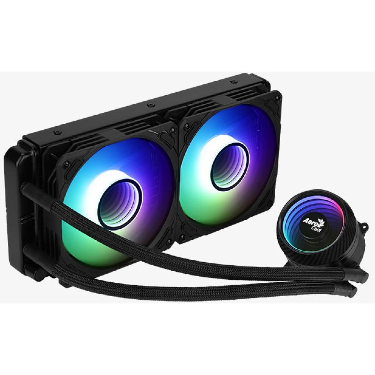 AeroCool Mirage L240 ARGB High-performance CPU Liquid Cooler w/ Infinity Mirror, Dual Silent 120mm ARGB Fans, LGA1700