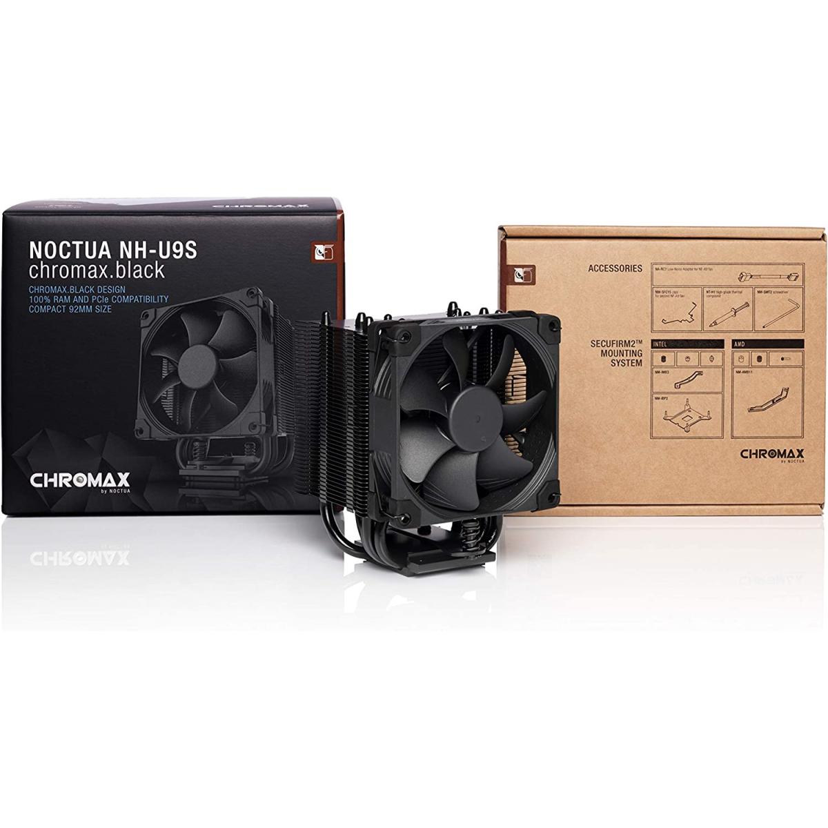 Noctua NH-U9S Chromax Black Compact 92mm Single Tower Premium CPU Air Cooler w/ Quiet 92mm Fan (NF-A9), LGA1700 Support 12th & 13th Gen