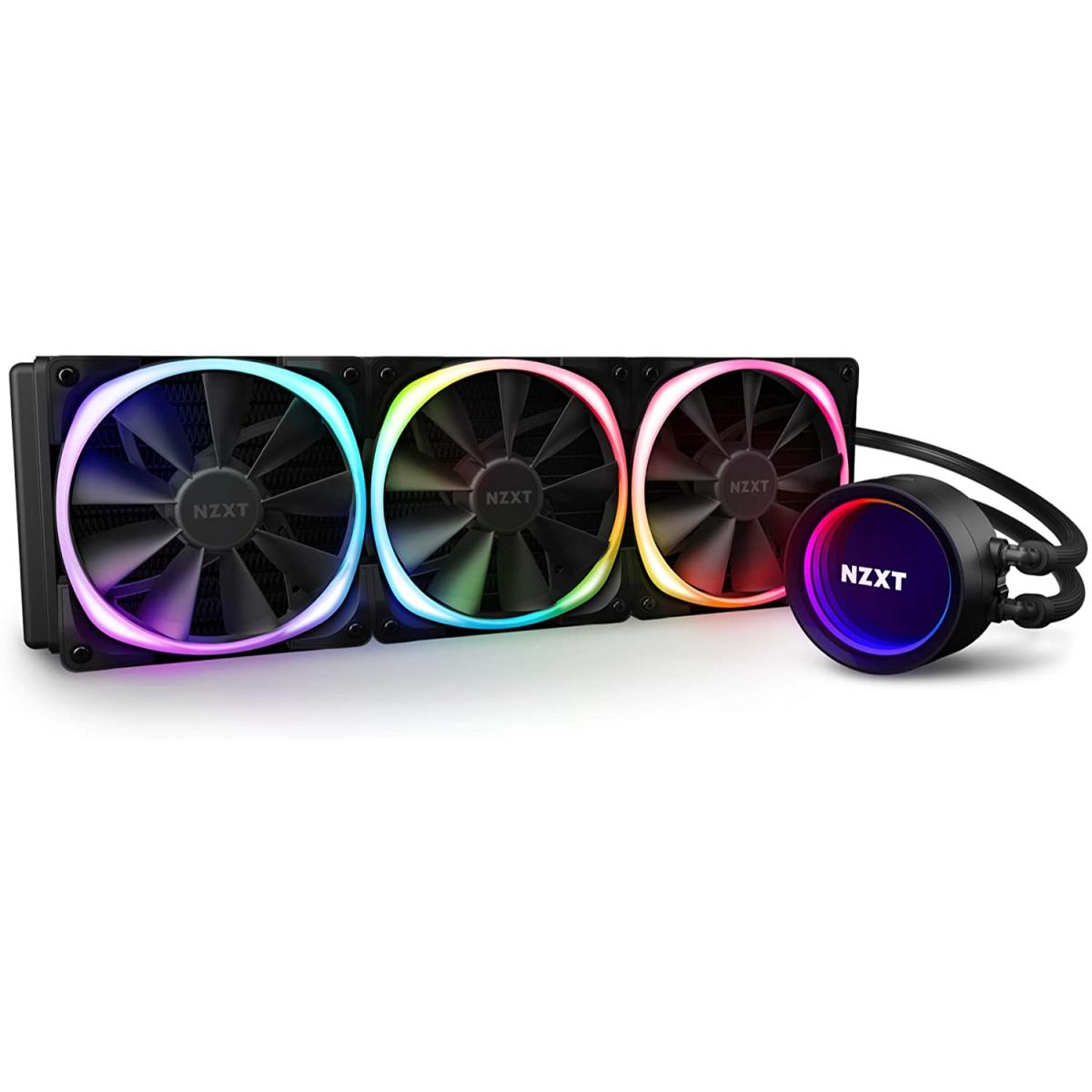 NZXT Kraken X73 RGB 360mm AIO CPU Liquid Cooler, RGB Connector, Aer RGB V2 3X120mm Radiator Fans
