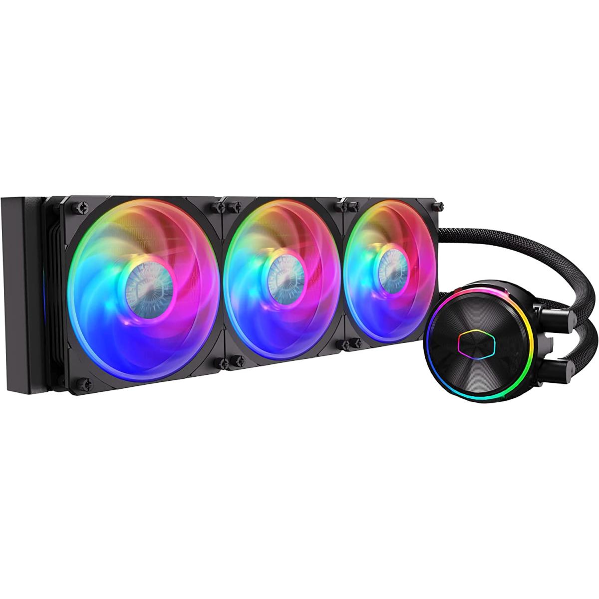 Cooler Master MasterLiquid PL360 FLUX ARGB CPU Liquid Cooler, Premium Dual Chamber Pump, FLUX FANS ARGB, LGA1700 Support 12th Gen