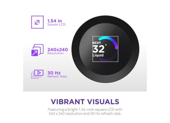 NZXT Kraken Plus 360 RGB (Black) LCD Display All-In-One 360mm Liquid CPU Cooler w/ Enhanced Cold Plate, RPM, Static Pressure F360 RGB Core Single Frame Fan