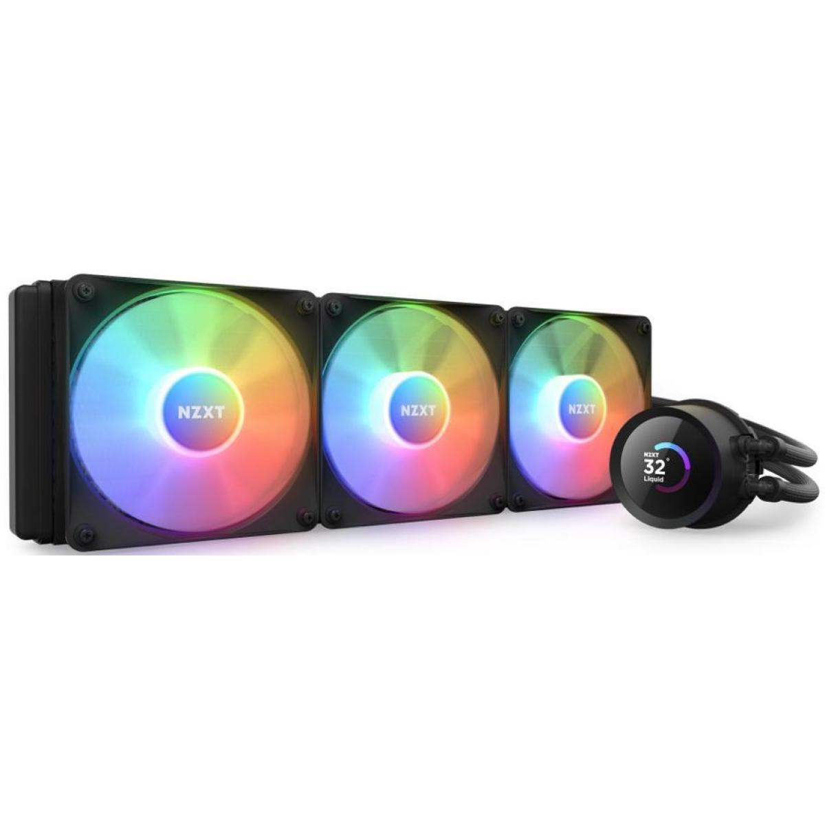 NZXT Kraken 360 RGB (Black) LCD Display All-In-One 360mm Liquid CPU Cooler w/ 3x120mm F120 RGB Core fan, LGA1700 Support