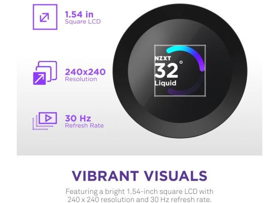 NZXT Kraken Plus 360 RGB (White) LCD Display All-In-One 360mm Liquid CPU Cooler w/ Enhanced Cold Plate, RPM, Static Pressure F360 RGB Core Single Frame Fan