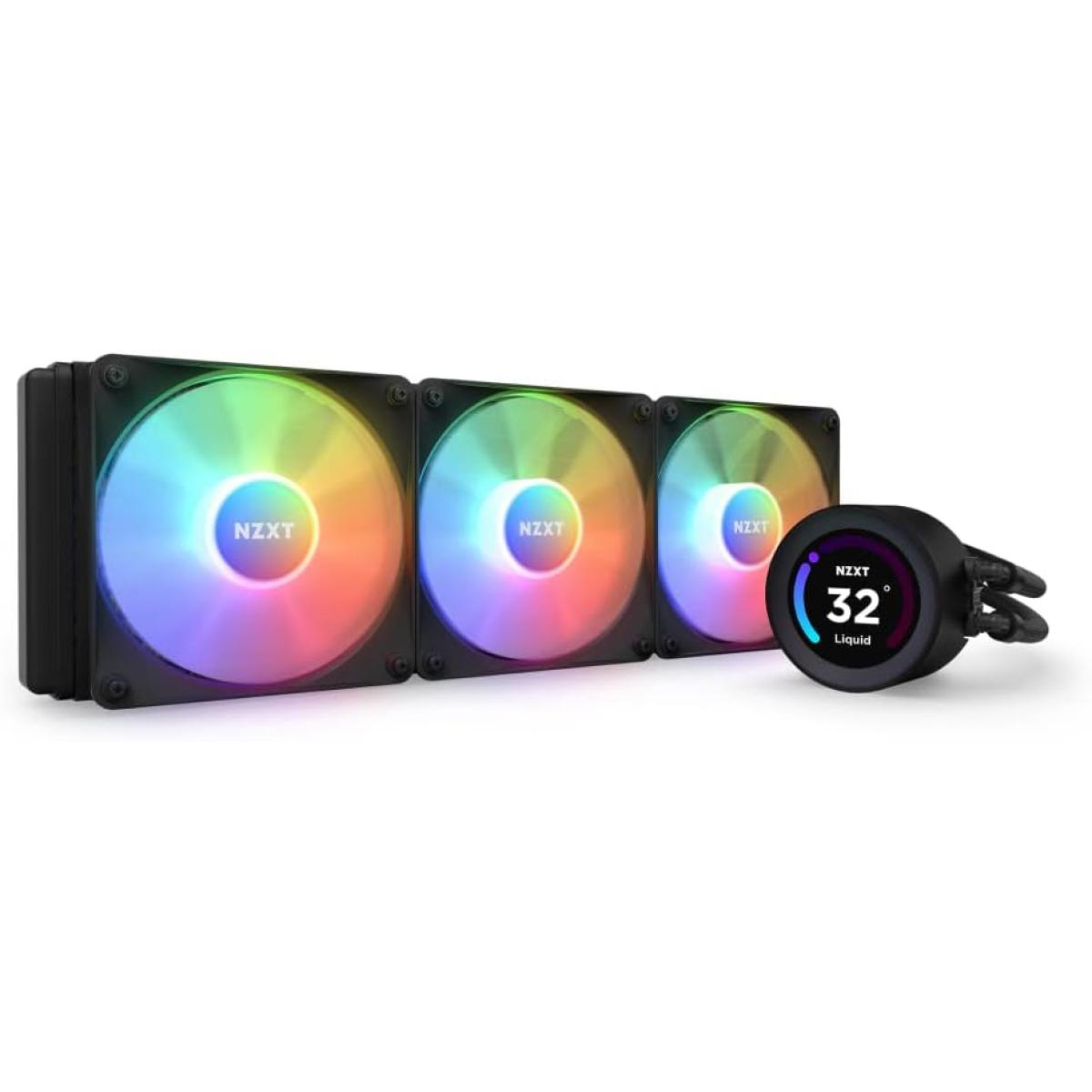 NZXT Kraken Elite 360 RGB (Black) LCD Display All-In-One 360mm Liquid CPU Cooler w/ 3x120mm F120 RGB Core fan, LGA1700 Support