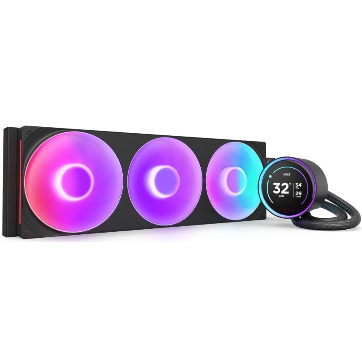 NZXT Kraken Elite 420 RGB (2024) (Black), 2.72'' IPS LCD 60Hz Display All-In-One 420mm Liquid CPU Cooler w/ F420 RGB Core Fan Single Frame Design + ((Free Gift)) Single Frame NZXT F420 RGB Core Fan Black