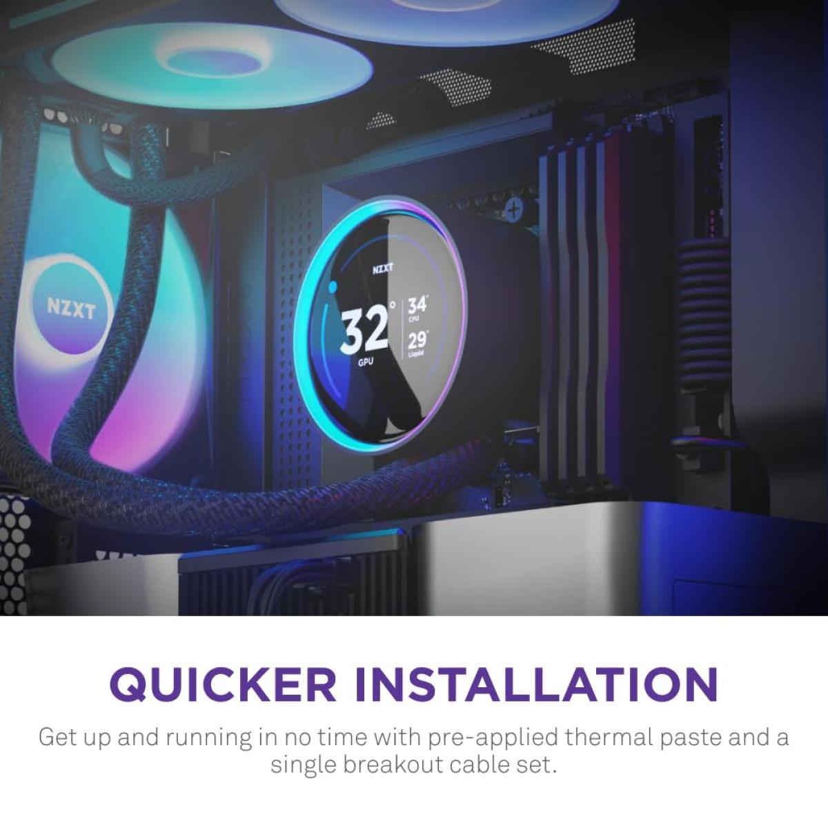 NZXT Kraken Elite 420 RGB (2024) (Black), 2.72'' IPS LCD 60Hz Display All-In-One 420mm Liquid CPU Cooler w/ F420 RGB Core Fan Single Frame Design + ((Free Gift)) Single Frame NZXT F420 RGB Core Fan Black