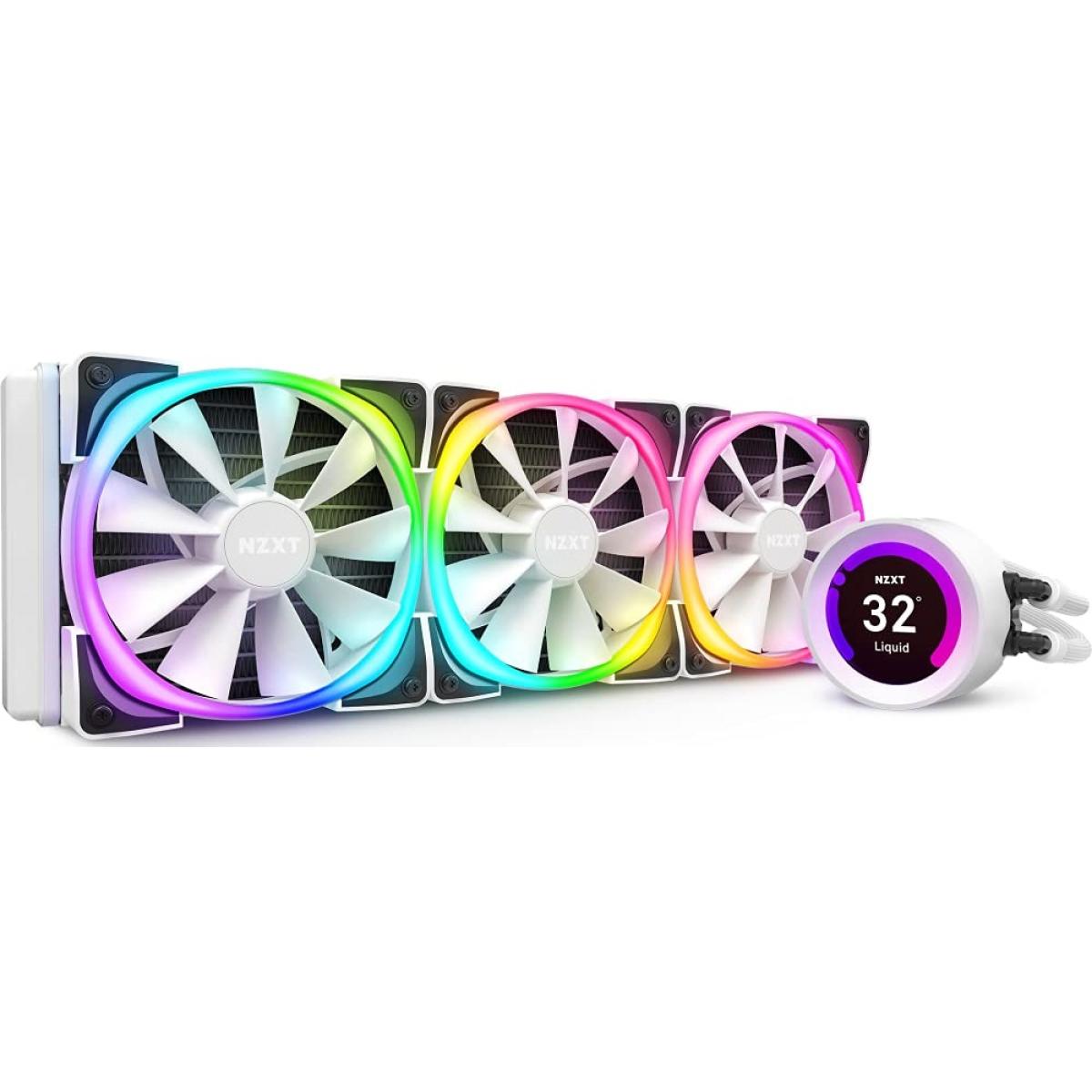 NZXT Kraken Z73 RGB (White) LCD Display All-In-One 360mm Liquid CPU Cooler w/ 3x120mm Aer RGB Fans,LGA1700 Support 12th Gen