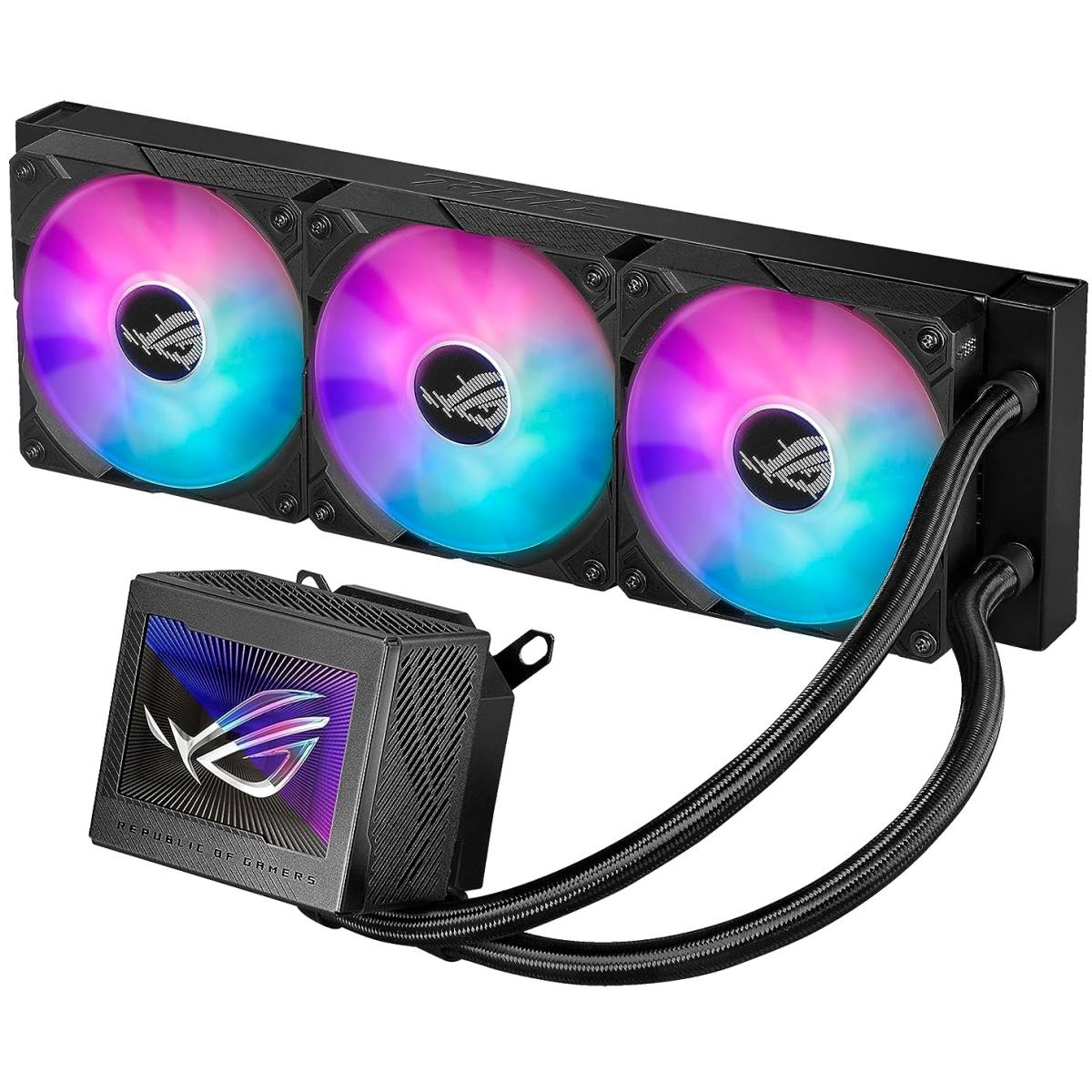 ASUS ROG RYUJIN III 360 ARGB 3.5” LCD Display All-In-One 360mm Liquid CPU Cooler w/ 3x120mm ARGB Daisy-Chainable Fans, LGA1700 Support