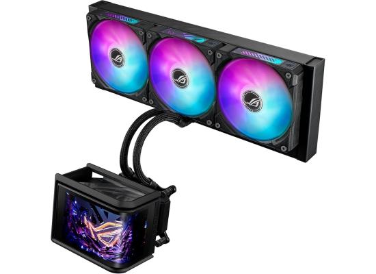 ASUS ROG Ryuo IV SLC 360 ARGB 6.67" AMOLED 3D Curved Panoramic Display, Ultra Performance All-In-One 360mm Liquid CPU Cooler, Sliding LCD Panel w/ Pre-Installed 3x ROG RYUO IV MF-12C ARGB Fan - Black
