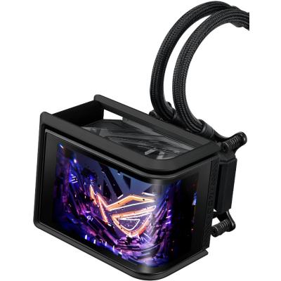 ASUS ROG Ryuo IV SLC 360 ARGB 6.67" AMOLED 3D Curved Panoramic Display, Ultra Performance All-In-One 360mm Liquid CPU Cooler, Sliding LCD Panel w/ Pre-Installed 3x ROG RYUO IV MF-12C ARGB Fan - Black