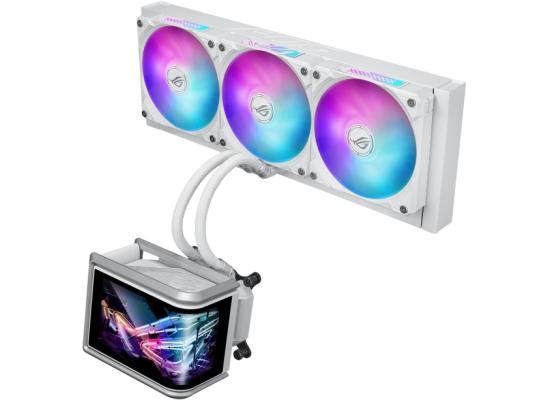 ASUS ROG Ryuo IV SLC 360 ARGB 6.67" AMOLED 3D Curved Panoramic Display, Ultra Performance All-In-One 360mm Liquid CPU Cooler, Sliding LCD Panel w/ Pre-Installed 3x ROG RYUO IV MF-12C ARGB Fan - White Edition