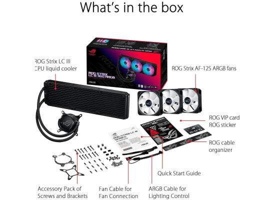 ASUS ROG Strix LC III 360 (Non LCD) ARGB All-In-One 360mm Liquid CPU Cooler, Asetek Gen7 V2 pump, w/ 3x120mm ARGB Fans