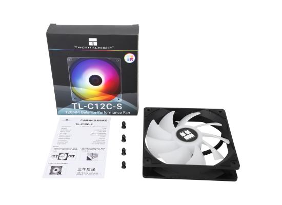 Thermalright TL-C12C-S (Black/ 3PIN ARGB) Balance Performance 120mm PWM Cooling Fan w/ S-FDB Bearing.