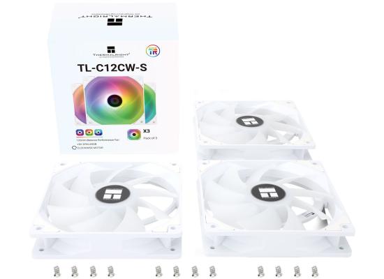 Thermalright TL-C12CW-S X3 (White/ 3PIN ARGB) Balance Performance 120mm PWM Cooling Fan Kit 3in1 w/ S-FDB Bearing