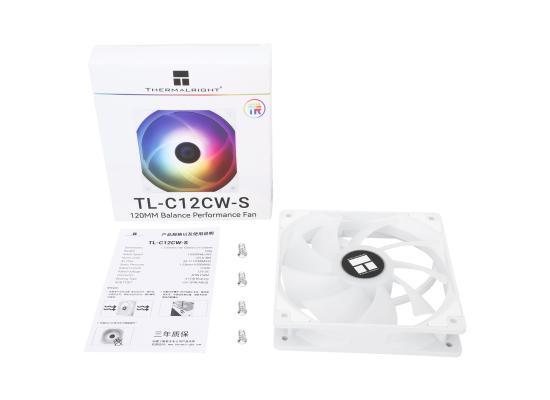 Thermalright TL-C12CW-S (White/ 3PIN ARGB) Balance Performance 120mm PWM Cooling Fan w/ S-FDB Bearing.