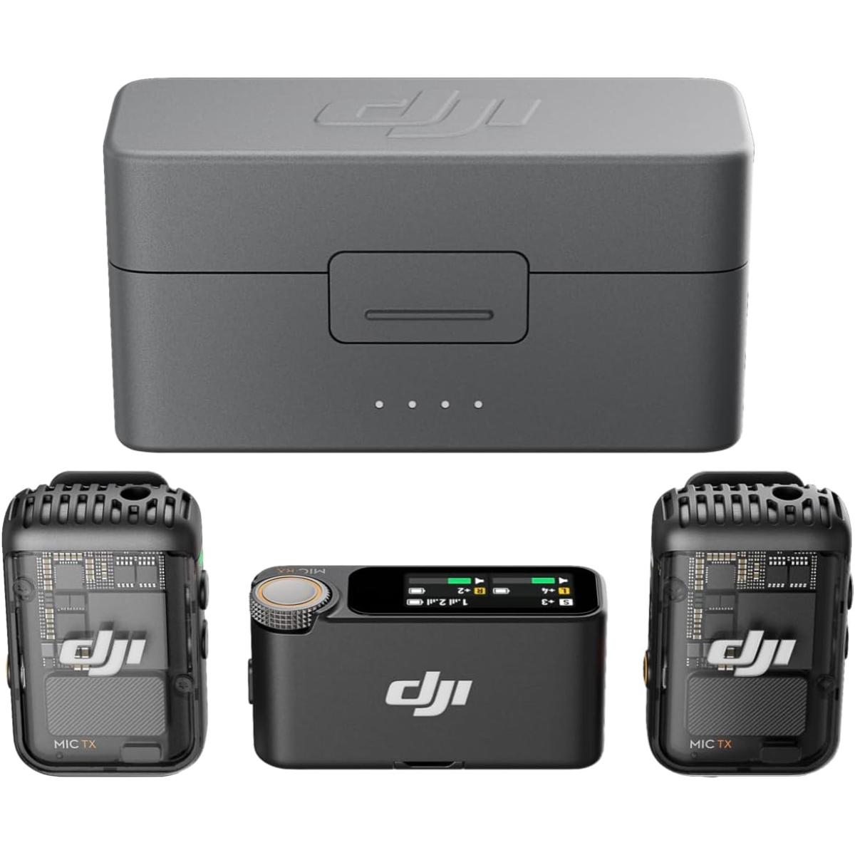 DJI Mic 2, Wireless Lavalier Microphone, Noise Cancelling, 48kHz 32-bit Float Internal Recording, 820 ft.(250m) Range, 18H Battery with Charging Case, Microphone for Camera/Phone, Vlog, Streaming