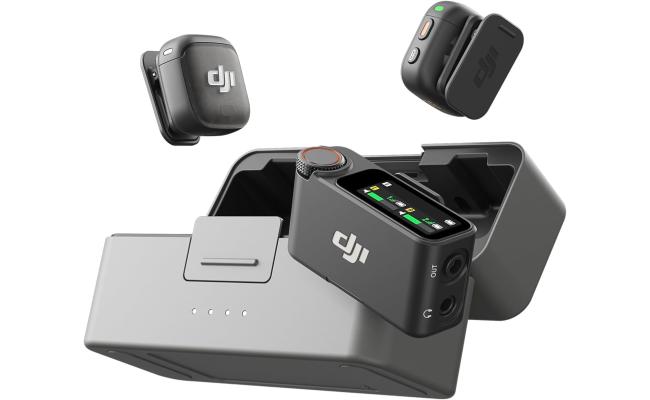 DJI Mic 3 (2 TX + 1 RX + Charging Case), Wireless Microphone for iPhone/Camera/Android, Ultralight, Adaptive Gain Control for Balanced Volume, Dual Band Anti-Interference, Vlog, 2-Port Wall Charger