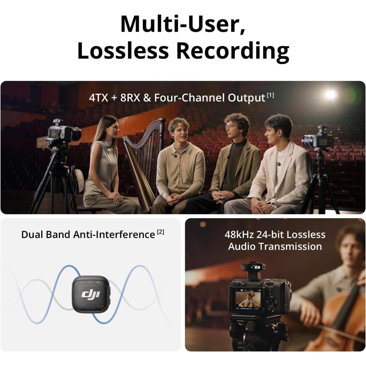 DJI Mic 3 (2 TX + 1 RX + Charging Case), Wireless Microphone for iPhone/Camera/Android, Ultralight, Adaptive Gain Control for Balanced Volume, Dual Band Anti-Interference, Vlog, 2-Port Wall Charger DJI Mic 3 (2 TX + 1 RX + Charging Case), Wireless Microphone for iPhone/Camera/Android, Ultralight, Adaptive Gain Control for Balanced Volume, Dual Band Anti-Interference, Vlog, 2-Port Wall Charger