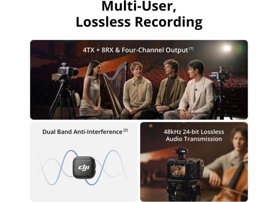 DJI Mic 3 (2 TX + 1 RX + Charging Case), Wireless Microphone for iPhone/Camera/Android, Ultralight, Adaptive Gain Control for Balanced Volume, Dual Band Anti-Interference, Vlog, 2-Port Wall Charger