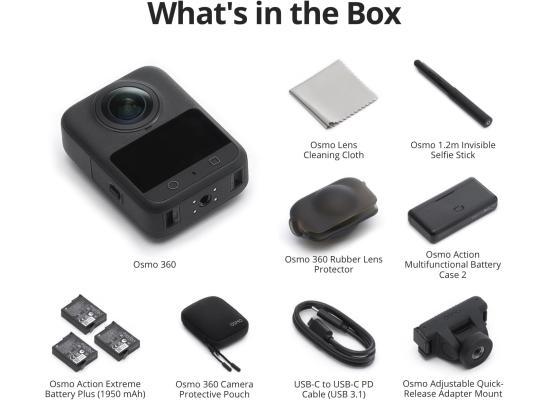 DJI Osmo 360 Camera , Adventure Combo , Waterproof 8K 360° Action Camera with 1-Inch 360° Imaging, Extended Battery Life with 3 Batteries, Native 8K 360° Video, 105GB Built-in Storage, 360 Action Camera for Sports