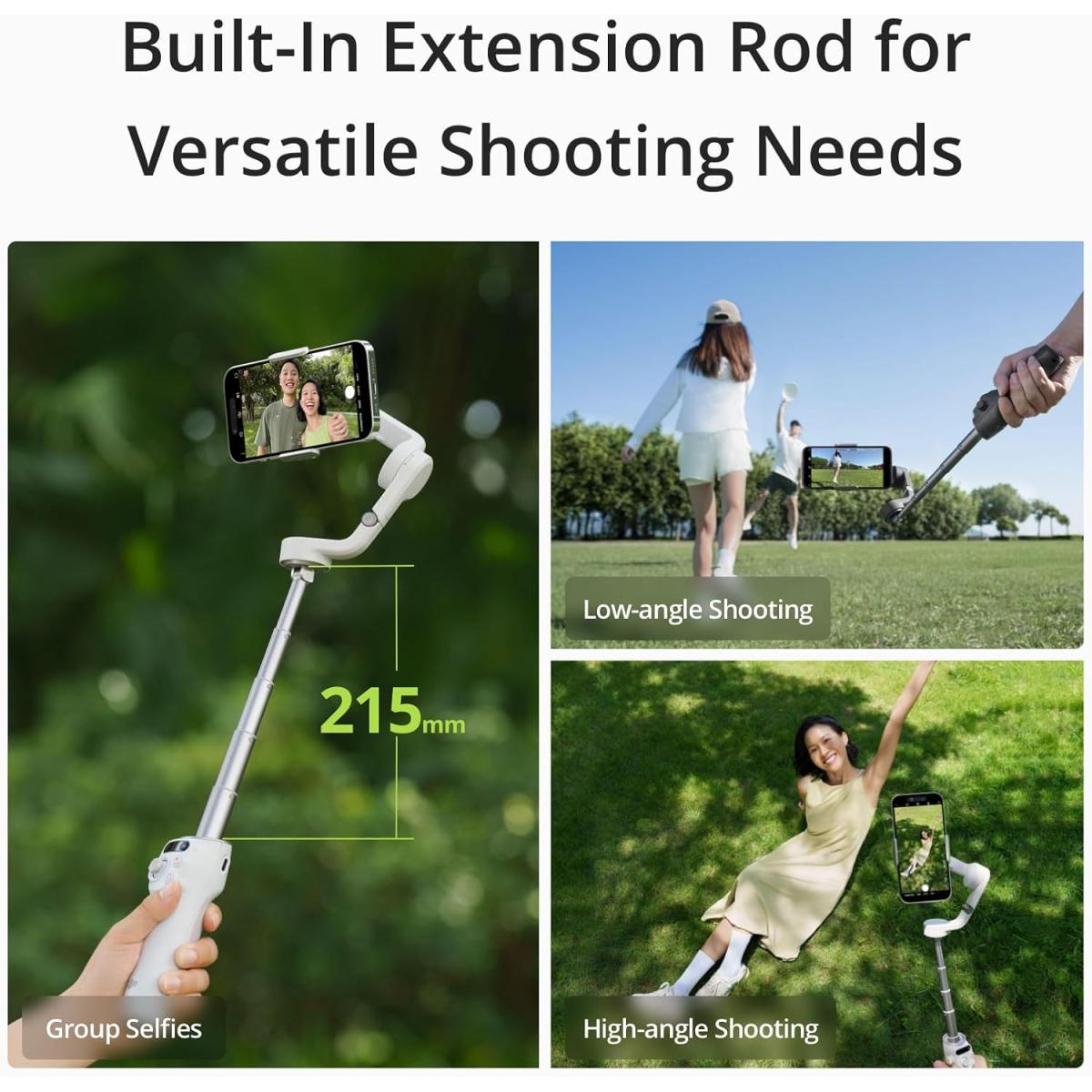 DJI Osmo Mobile 6 Gimbal Stabilizer for Smartphones, 3-Axis Phone Gimbal, Built-In Extension Rod, Object Tracking, Portable and Foldable, Vlogging Stabilizer, YouTube TikTok, Slate Gray