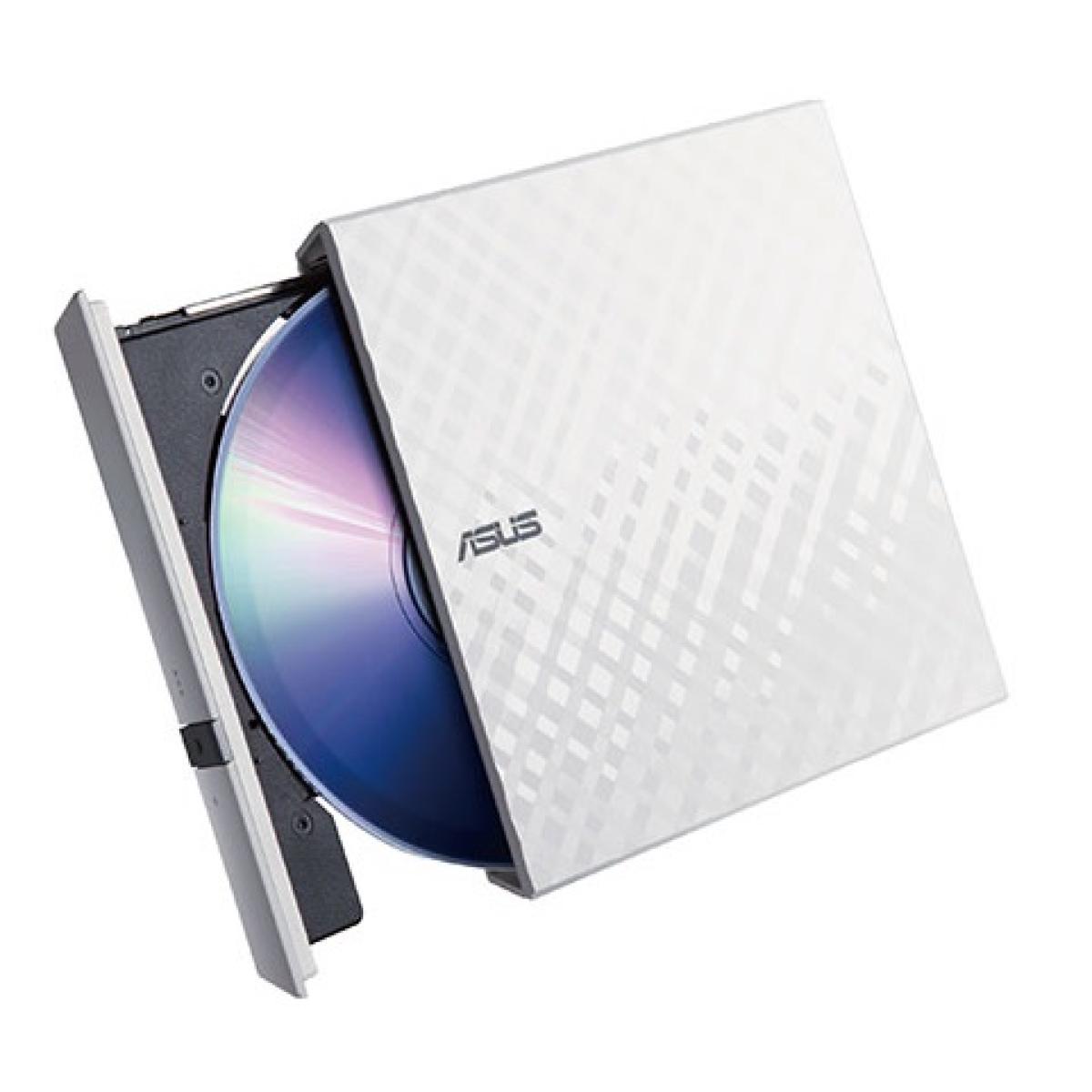 ASUS LITE Portable USB 2.0 Slim 8X DVD/ Burner +/- Rewriter External Drive, Compatible with both Mac & Windows, White
