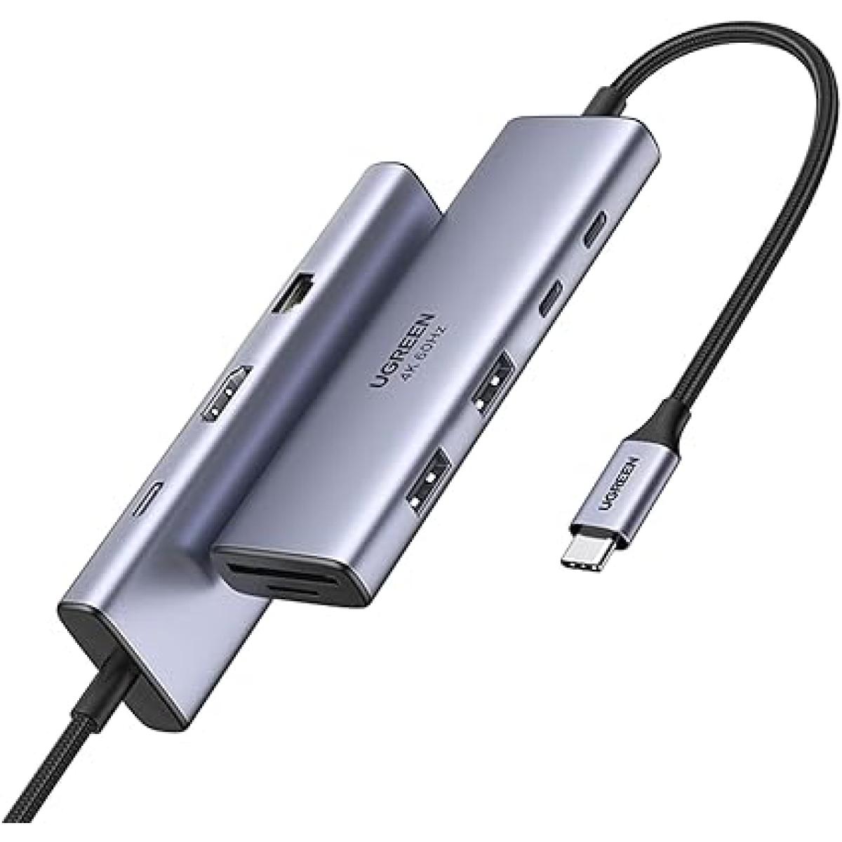 UGREEN Revodok 9 in 1 USB C Hub Gigabit Ethernet Adapter 4K@60Hz HDMI, 100W PD Charging,USB A&C Data Ports, SD/TF Card Reader, Compatible with Mac M1, M2, M3, iPad, iPhone 16 Pro/Pro Max, Steam Deck