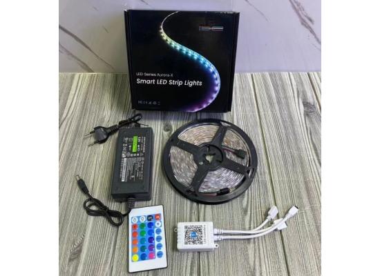 Aurora-X Smart RGB LED Strip Light (5M) With Remote Control, Self-Adhesive w/ 16 Color Changes, 4 Modes For Home, Bedroom, TV, Cabinet Decoration