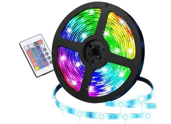 Aurora-X Smart RGB LED Strip Light (5M) With Remote Control, Self-Adhesive w/ 16 Color Changes, 4 Modes For Home, Bedroom, TV, Cabinet Decoration