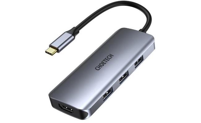 CHOETECH HUB-M19 7 IN 1 USB Type-C ADAPTER HUB WITH 4K HDMI, 100W PD POWER, 2 USB 3.0, SD/TF CARD READER