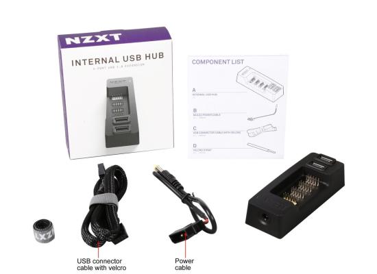 NZXT Internal USB Hub Expands 5 USB 2.0 Ports Molex Connection Plug and Play