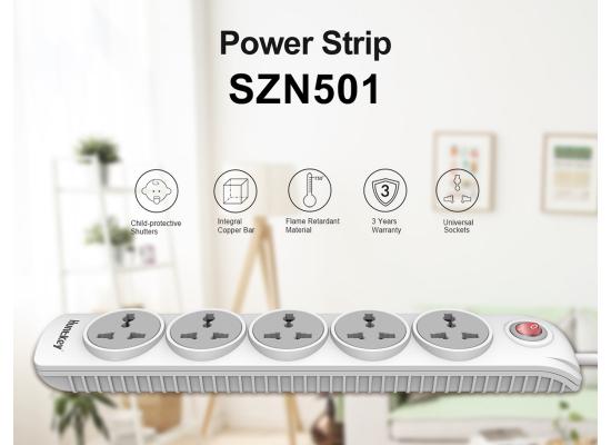 Huntkey SZN501 Power Strip Surge w/ 5 Universal AC Sockets (3M)