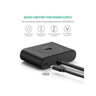 UGREEN,(40850) USB HUB SPLITTER 4 PORTS USB 3.0 WITH USB-A AND USB-C CABLE 1M.