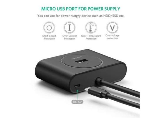 UGREEN USB 3.0 HUB 4 Ports With USB-C Power Supply Port, Plug & Play, Slim & Sleek Design