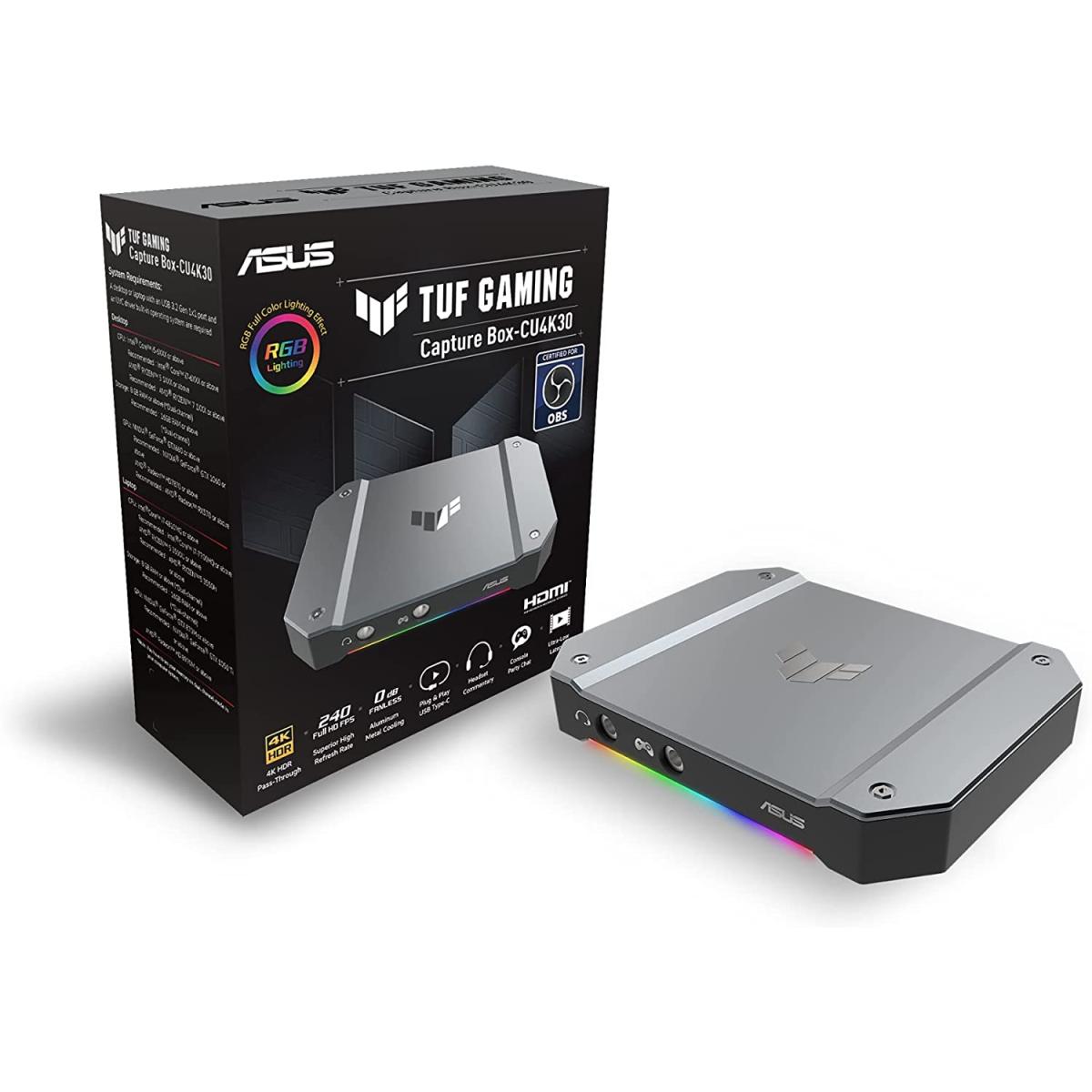 ASUS TUF Gaming Capture Box-CU4K30 RGB HDMI 2.0 Up To 4k @60Hz HDR w/ near-zero latency Certified for OBS